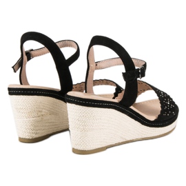 Ideal Shoes Espadrillas nere sulle zeppe nero 2