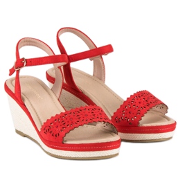 Ideal Shoes Espadrillas rosse sulla zeppa rosso 1