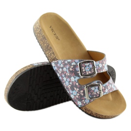 Ciabatte grigie con suola in sughero 6231 blu 1