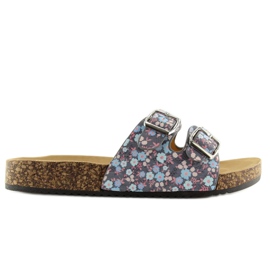 Ciabatte grigie con suola in sughero 6231 blu 2