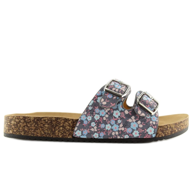 Ciabatte grigie con suola in sughero 6231 blu 2