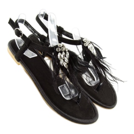 Sandali neri con piume 7267 Nero 2