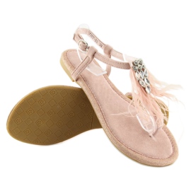 Sandali rosa con piume 7267 Rosa 1
