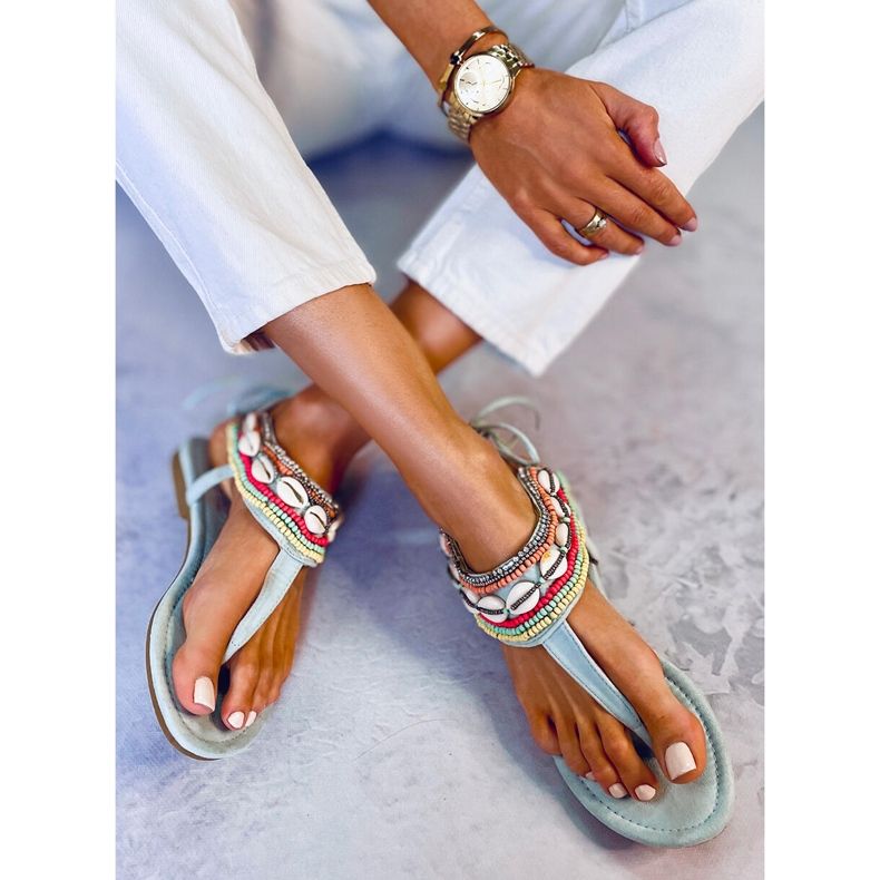 BM Sandali con perline blu 8241 L.BLUE 2