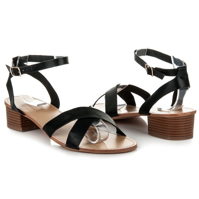 Mannika Sandali con tacco basso nero 1