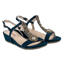 Corina Sandali blu navy con fibbia 1