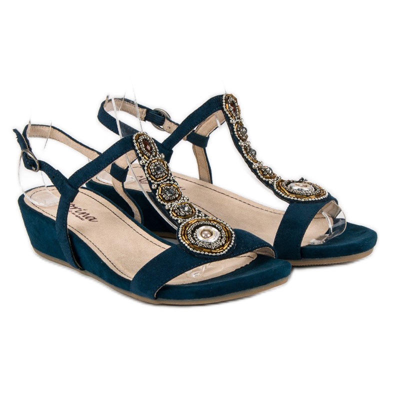 Corina Sandali blu navy con fibbia 1