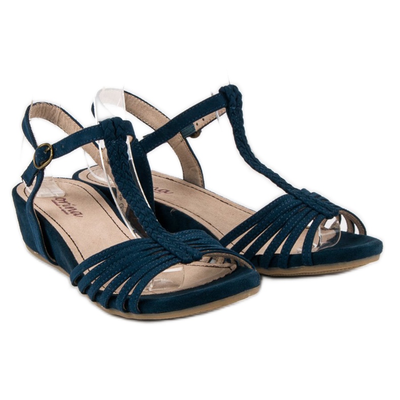 Corina Sandali con zeppa bassa blu 1