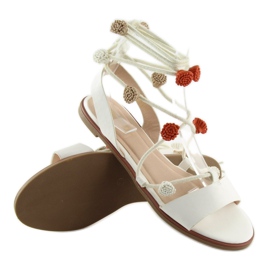 Sandali bianchi con caviglia annodata SR-2687 bianco 1