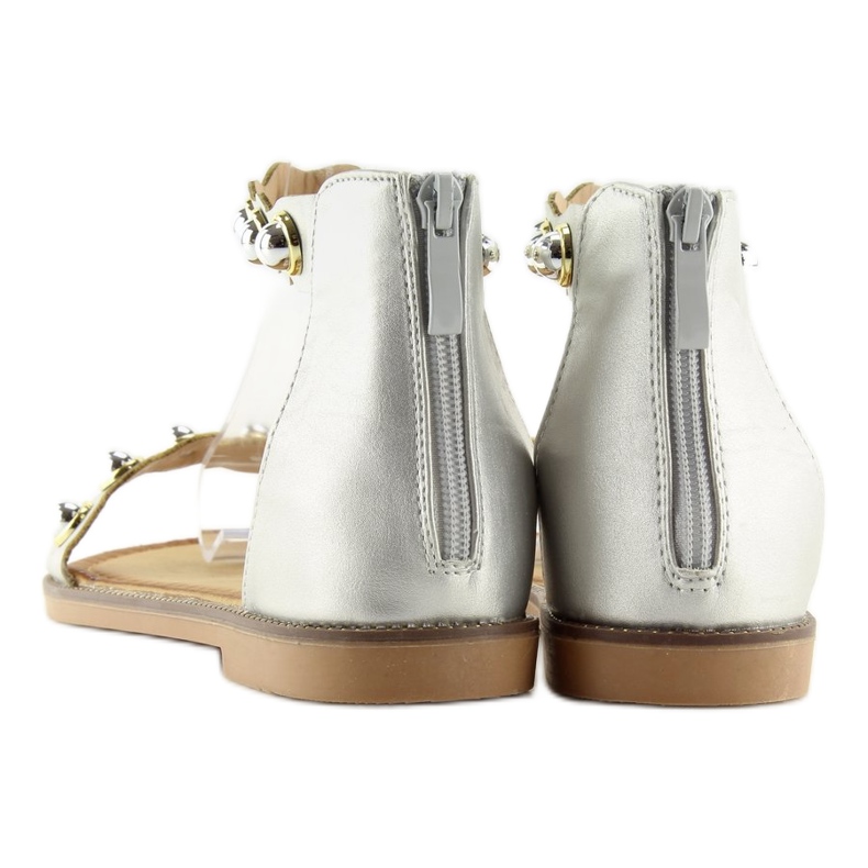 Sandali argento con chiusura alla caviglia VS-376 Argento grigio 2