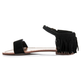 Queen Vivi Sandali bassi con frange nero 1