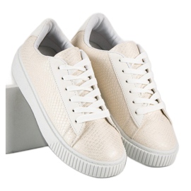 Sneakers bianche con stampa serpente bianco 1