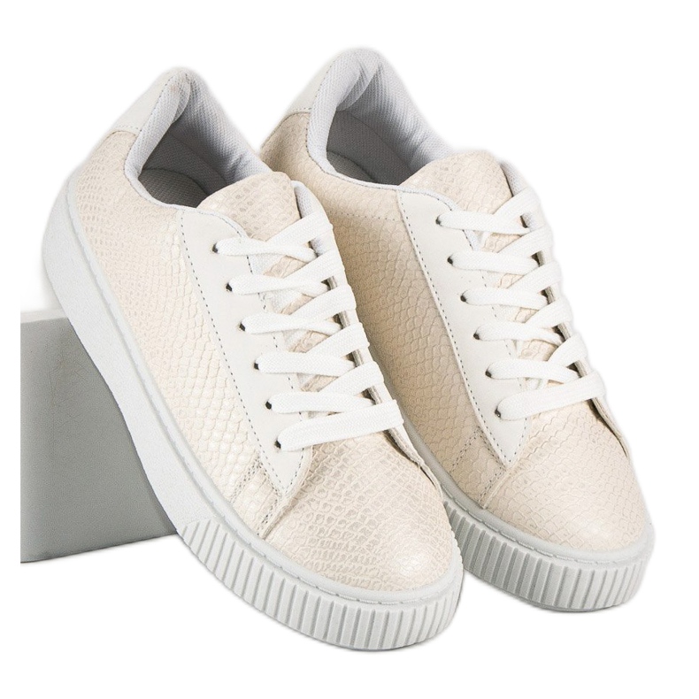 Sneakers bianche con stampa serpente bianco 1