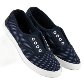 Sneakers slip-on a pois blu 1