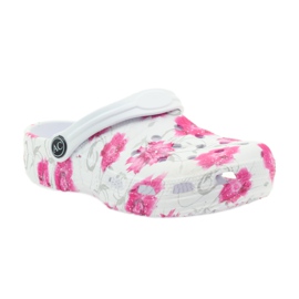 American Club Ciabatte per bambini americani fiori di kroks bianco grigio rosa 1