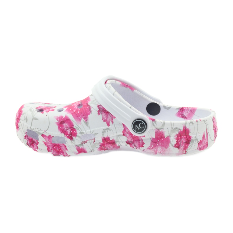 American Club Ciabatte per bambini americani fiori di kroks bianco grigio rosa 2