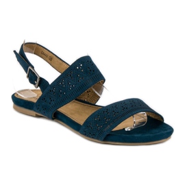 Corina Sandali bassi in camoscio blu 1