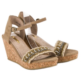 Corina Sandali con zeppa in sughero marrone 1