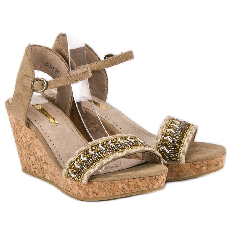 Corina Sandali con zeppa in sughero marrone 1