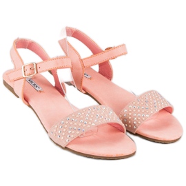 Vices Sandali alla moda con morse piatte rosa 1
