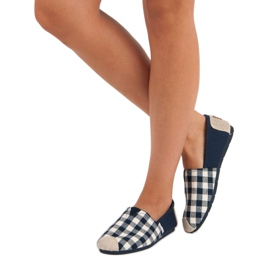 L. Day Slipons a quadretti blu navy marrone 1