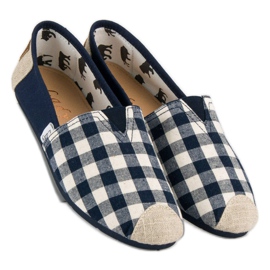 L. Day Slipons a quadretti blu navy marrone 2