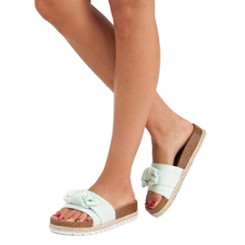 Ciabatte color menta con fiocco verde 2