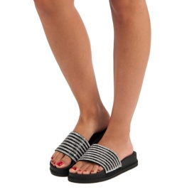 Ciabatte nere con cristalli nero 1