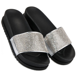 Eleganti pantofole argentate grigio 1