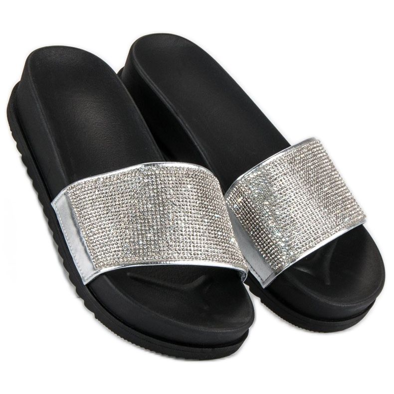 Eleganti pantofole argentate grigio 1