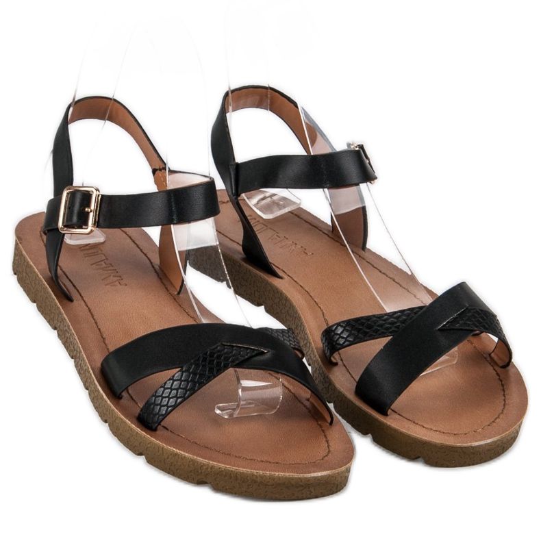 Sandali piatti neri nero 2
