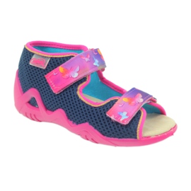 Sandali Befado ciabatte, sottopiede in pelle rosa blu navy 1