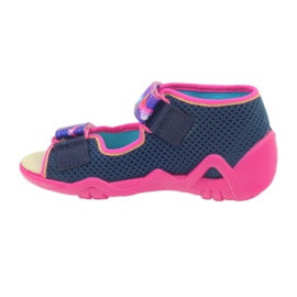 Sandali Befado ciabatte, sottopiede in pelle rosa blu navy 2