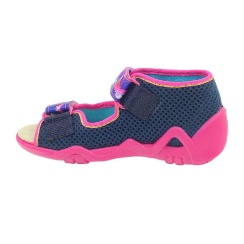Sandali Befado ciabatte, sottopiede in pelle rosa blu navy 2