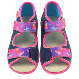 Sandali Befado ciabatte, sottopiede in pelle rosa blu navy 3