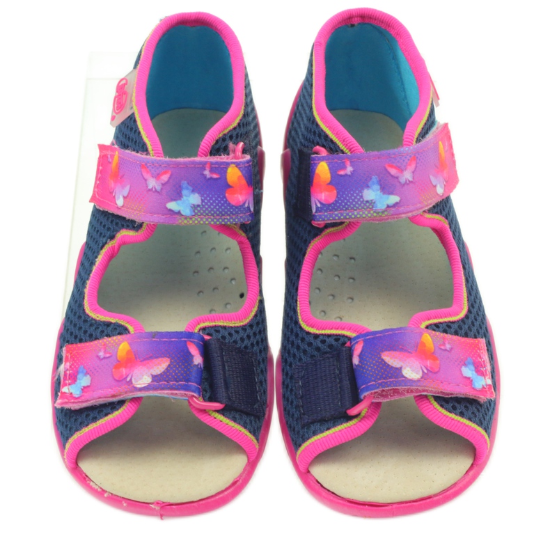 Sandali Befado ciabatte, sottopiede in pelle rosa blu navy 3