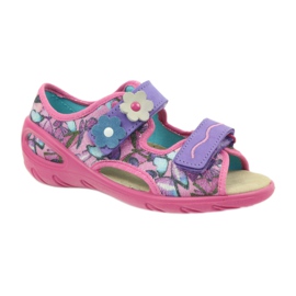 Sandalo, leggero, sottopiede Befado in pelle viola blu rosa 1