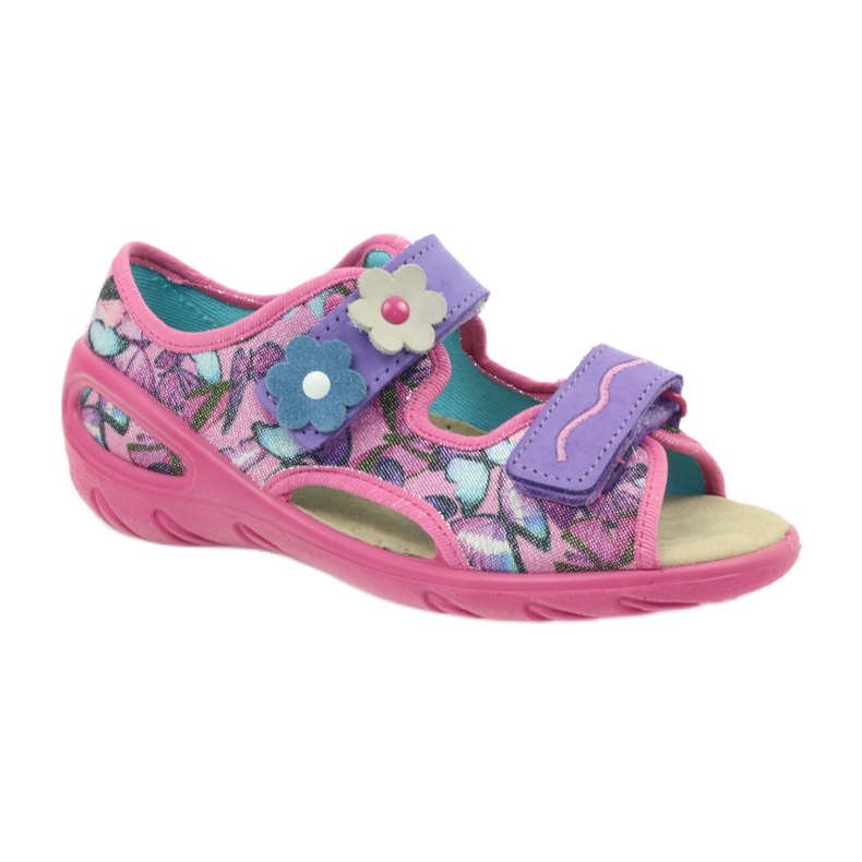 Sandalo, leggero, sottopiede Befado in pelle viola blu rosa 1
