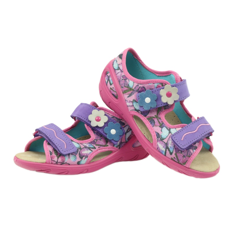 Sandalo, leggero, sottopiede Befado in pelle viola blu rosa 3