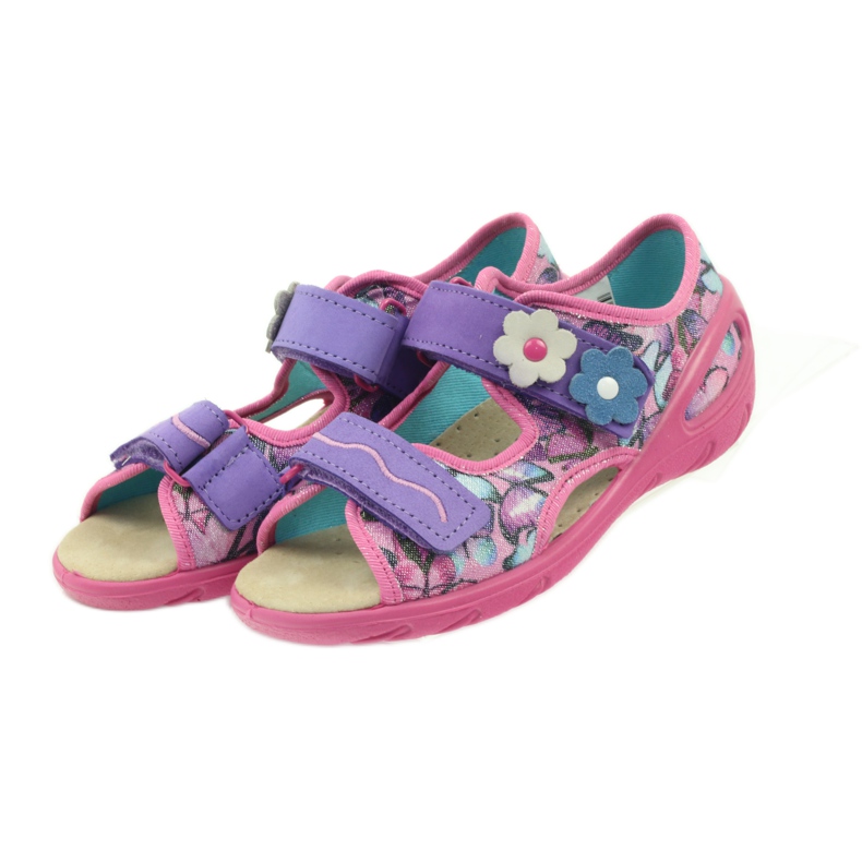 Sandalo, leggero, sottopiede Befado in pelle viola blu rosa 4