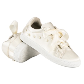Sneakers In Raso Con Perle beige 2