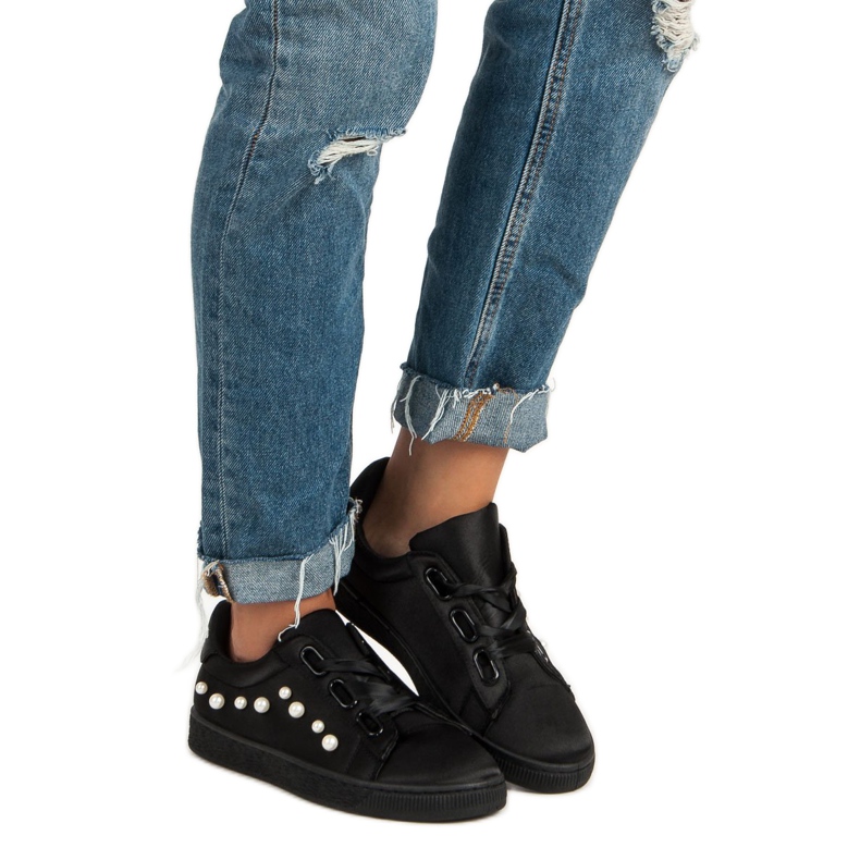 Sneakers In Raso Con Perle nero 2