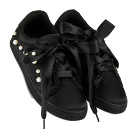 Sneakers In Raso Con Perle nero 1