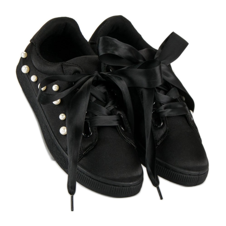 Sneakers In Raso Con Perle nero 1