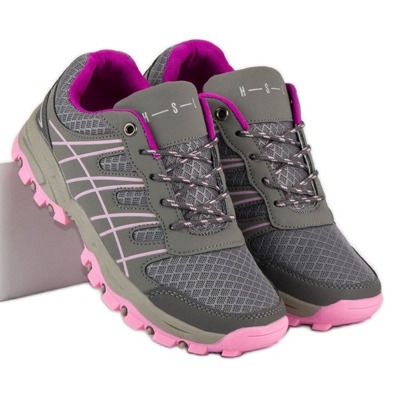 Scarpe sportive da donna grigio rosa 1