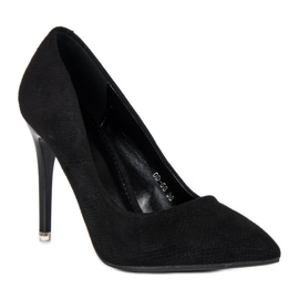 Scarpe col tacco nere in camoscio nero 1