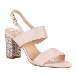 Sandali alla moda con perline marrone 1