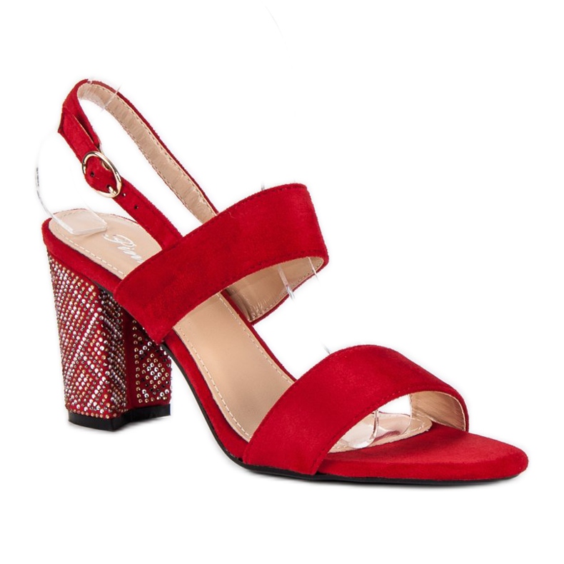 Sandali alla moda con perline rosso 1