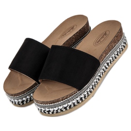 Ciabatte in camoscio boho nero 2