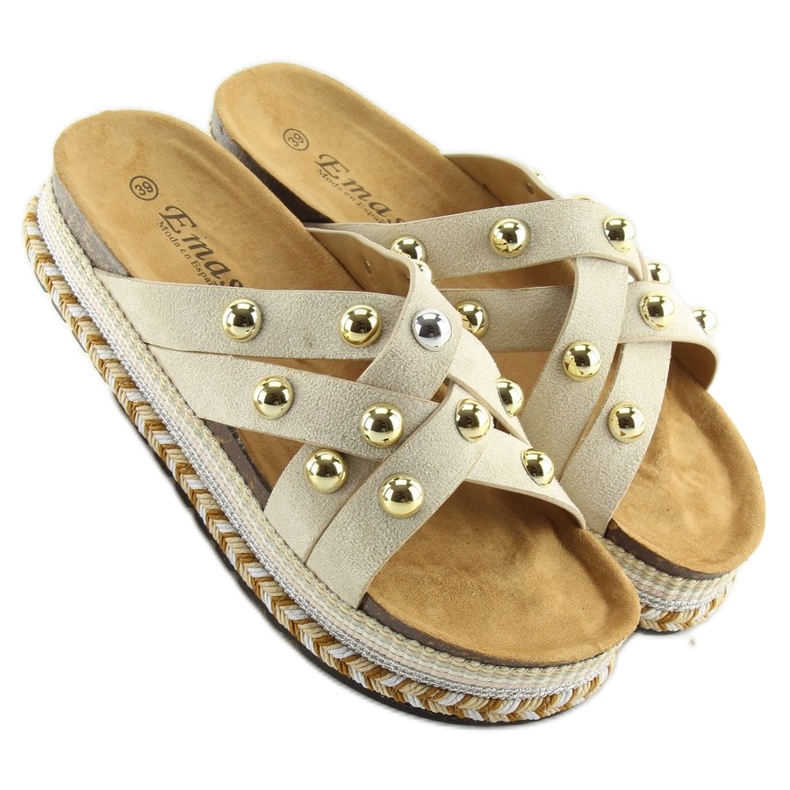 BV-418 Ciabatte espadrillas beige beige 2